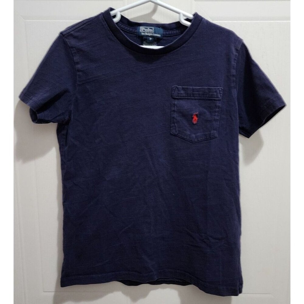Polo Ralph Lauren Blue Short Sleeve Pocket T‎ Shirt Youth Boy's Size 7 Red Pony